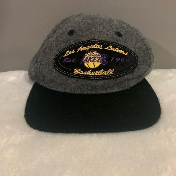 Sports Specialties Script Wool Acrylic Los Angeles Lakers Cap Hat Vintage Gray‎